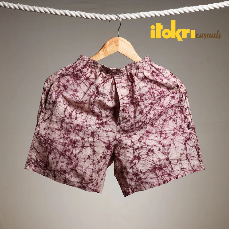 Purple - Hand Batik Printing Cotton Unisex Boxer/Shorts