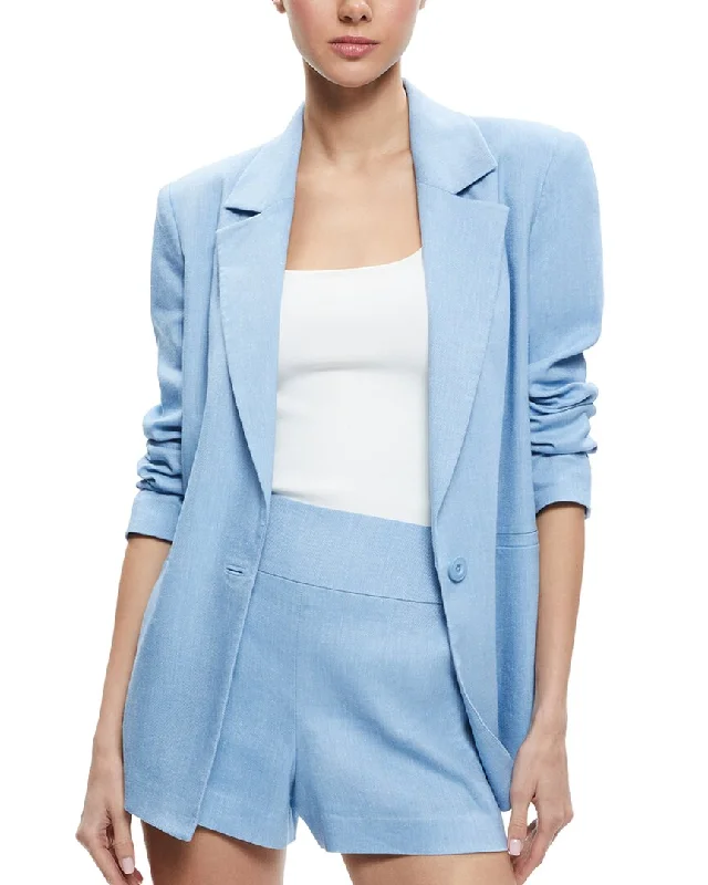 alice + olivia Denny Linen-Blend Boyfriend Blazer