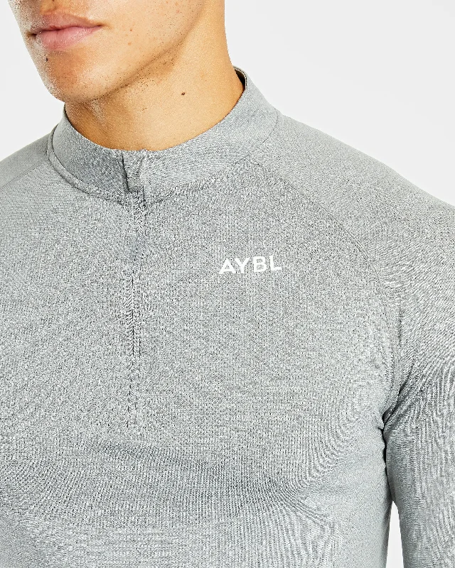 Essential Seamless 1/4 Zip Pullover - Grey Marl