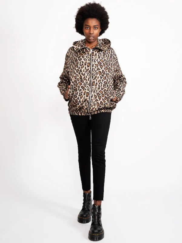 Giacca Animalier con Cappuccio Marrone