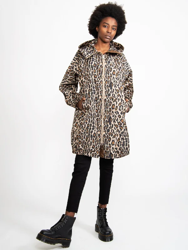 Parka con Cappuccio Animalier Marrone