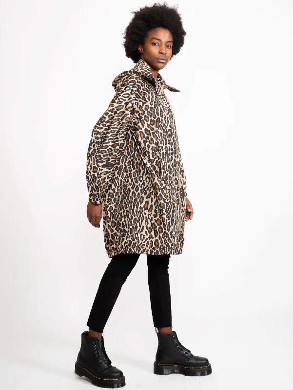 Parka con Cappuccio Animalier Marrone