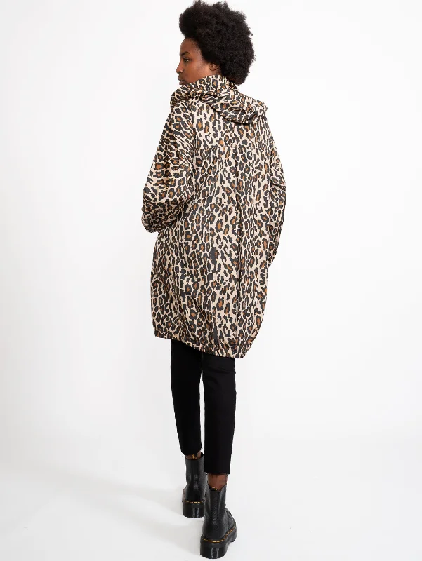 Parka con Cappuccio Animalier Marrone