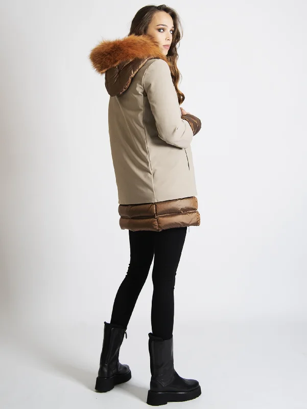 Parka con Pelliccia Beige