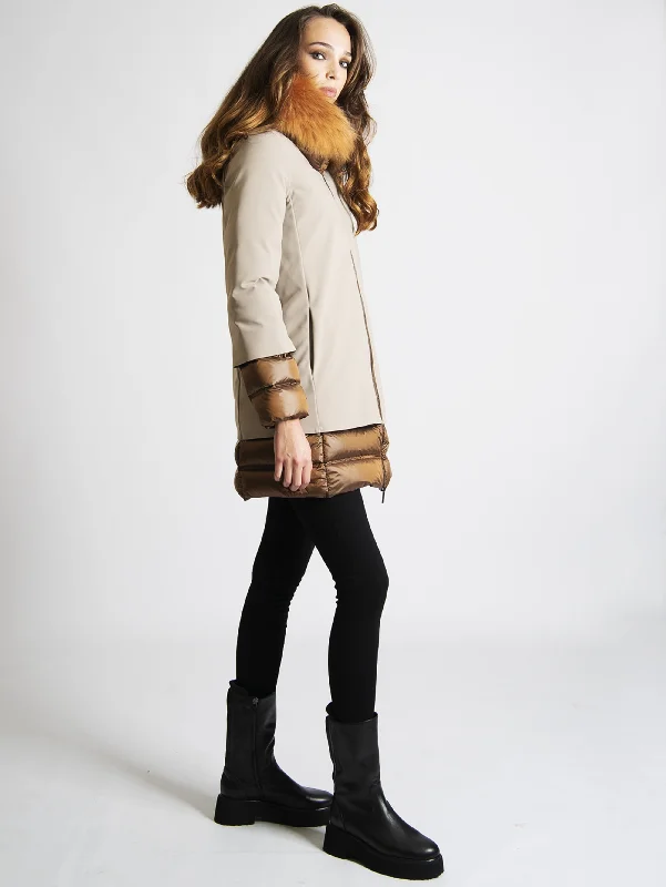 Parka con Pelliccia Beige