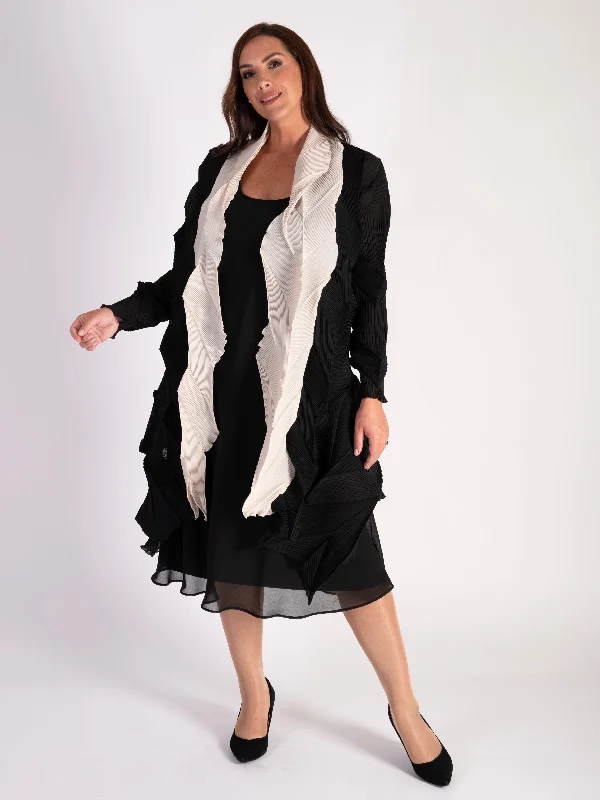 black-cream-3-d-pleated-long-shrug-with-contrast-front