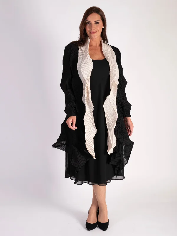 black-cream-3-d-pleated-long-shrug-with-contrast-front