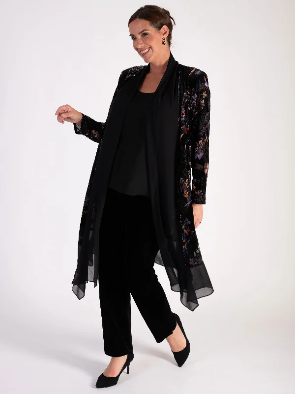 black-multi-floral-print-velvet-devoree-long-coat-with-chiffon-trim