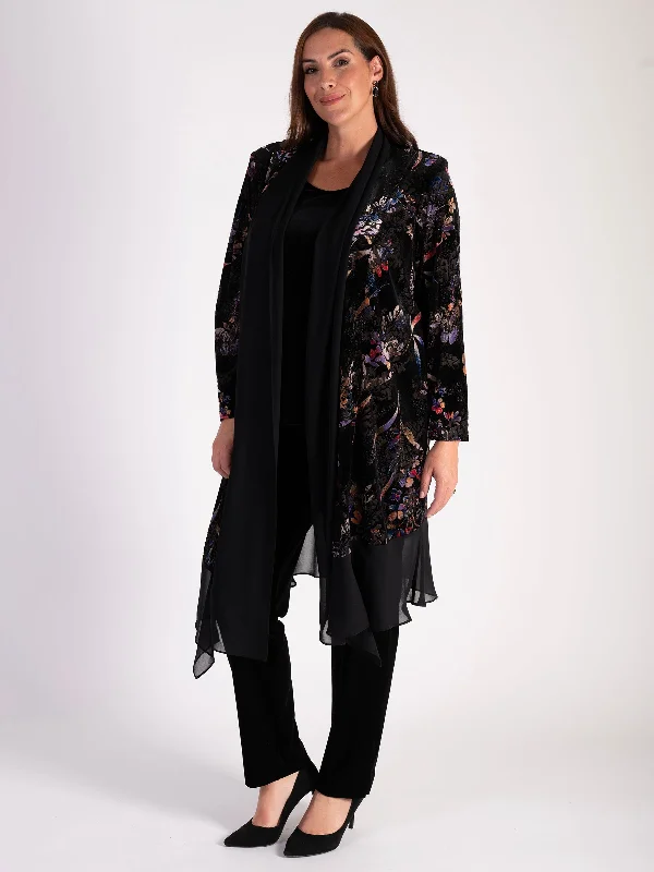 black-multi-floral-print-velvet-devoree-long-coat-with-chiffon-trim