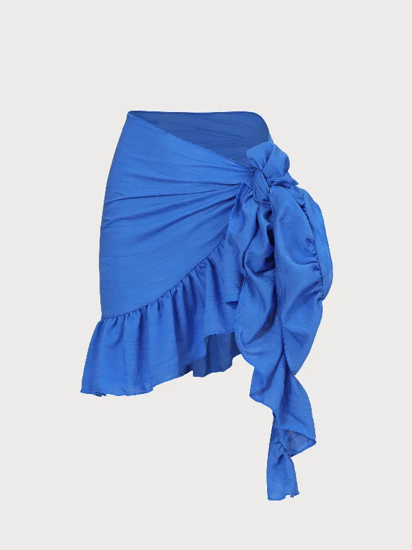 Blue Ruffle Cover up Skirt