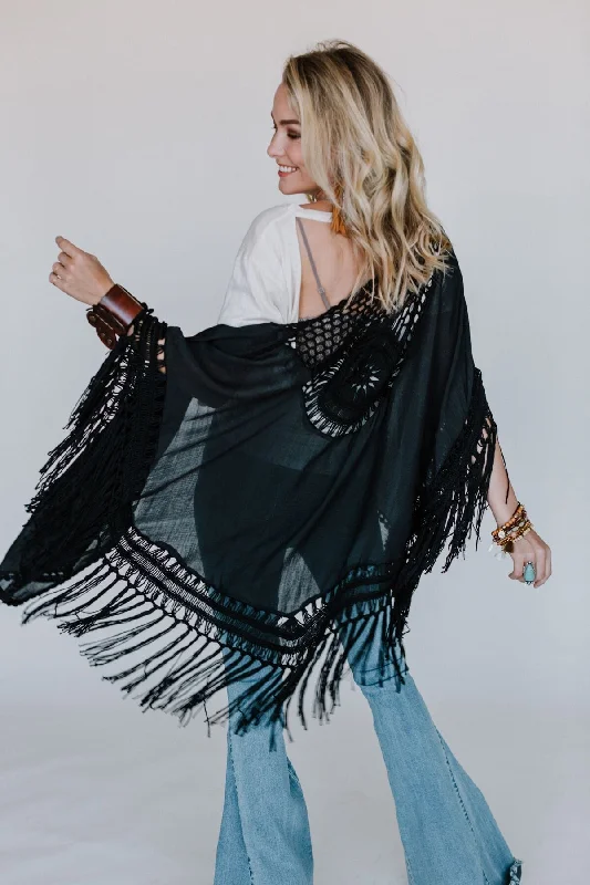 Dreamy Macramé Kimono - Black