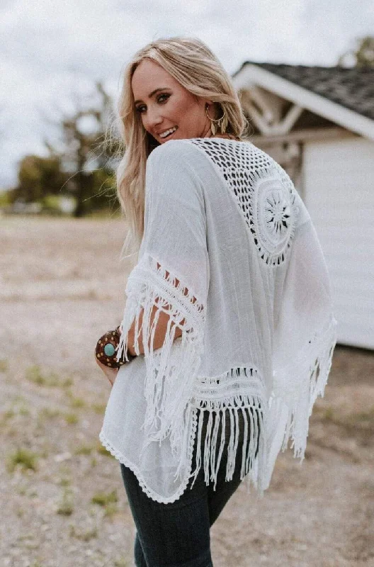 Dreamy Macramé Kimono - White