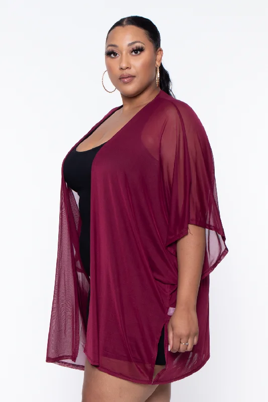 plus-size-mesh-kimono-burgundy