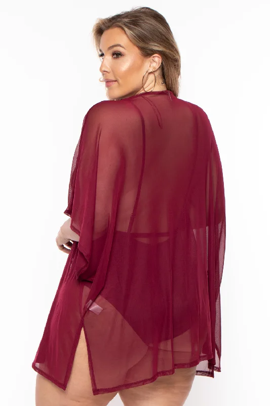 plus-size-mesh-kimono-burgundy