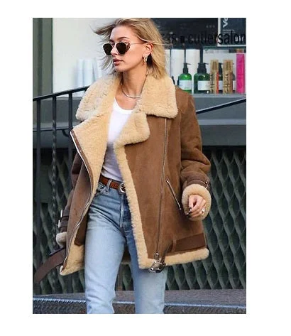 Hailey Baldwin Velocite Shearling Jacket