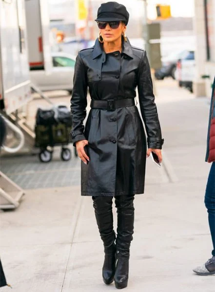 Jennifer Lopez Hustlers Leather Trench Coat