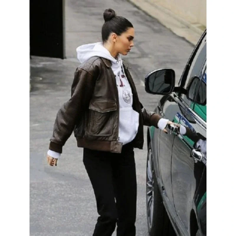 Kendall Jenner Bomber Leather Jacket