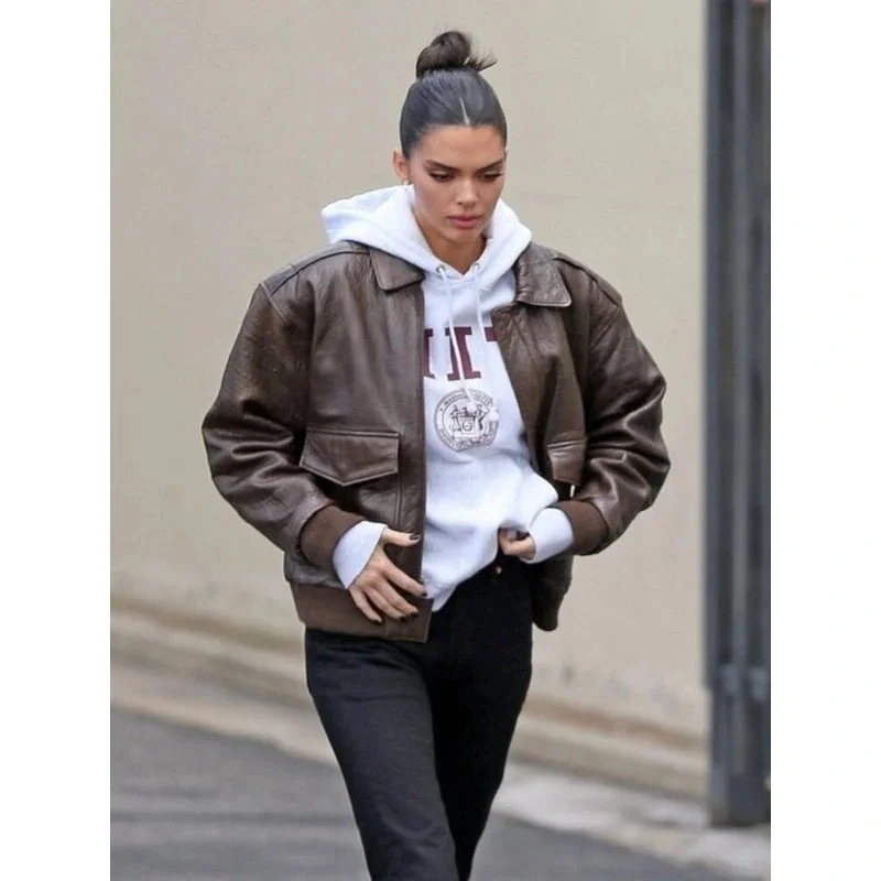 Kendall Jenner Bomber Leather Jacket