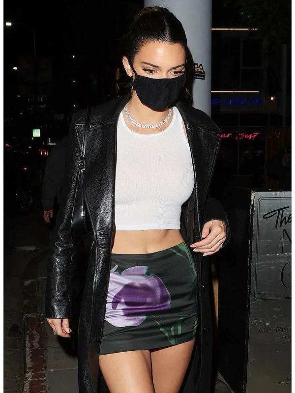 La Kendall Jenner Black Leather Coat