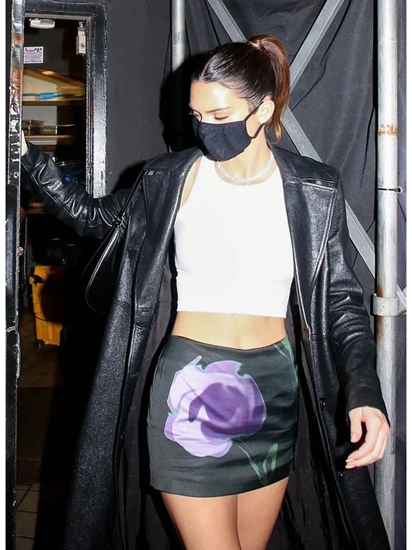 La Kendall Jenner Black Leather Coat