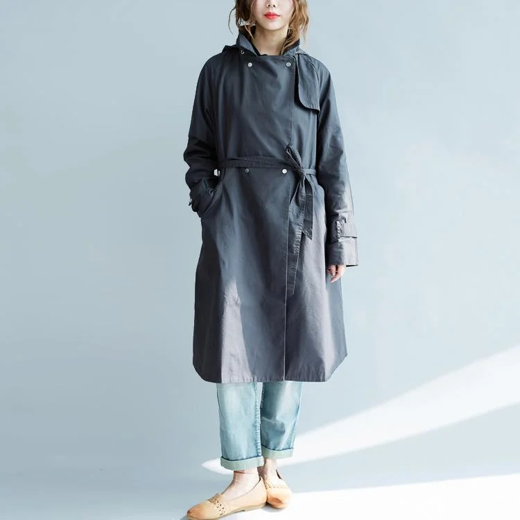 boutique 2018 spring Black trench coats plus size clothing casual oversized jackets