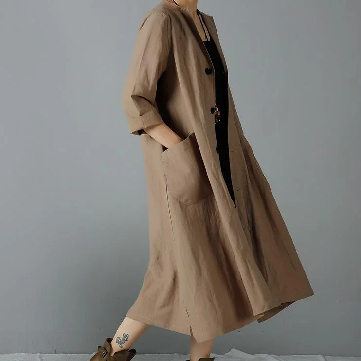 Khaki woman trench coats oversized cardigan