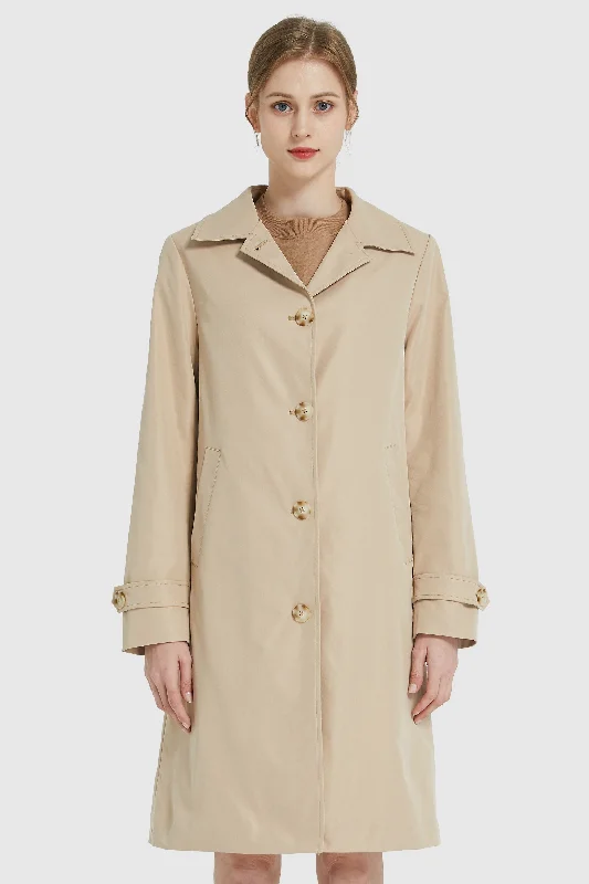 Mid Long Single-Breasted Trench Coat