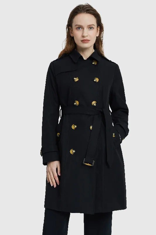 Knee-Length Double Breasted Trench Coat