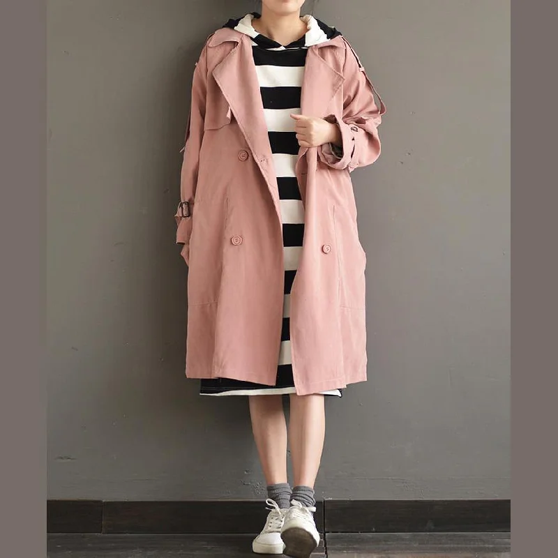 New pink coat plus size trench coat Elegant coat cute