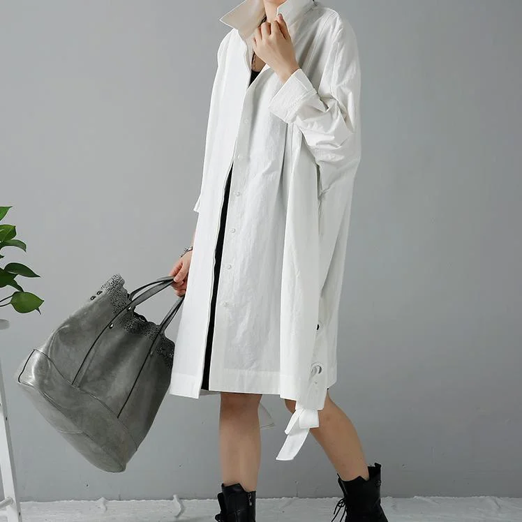 White plus size trench coats oversize wind-breaker