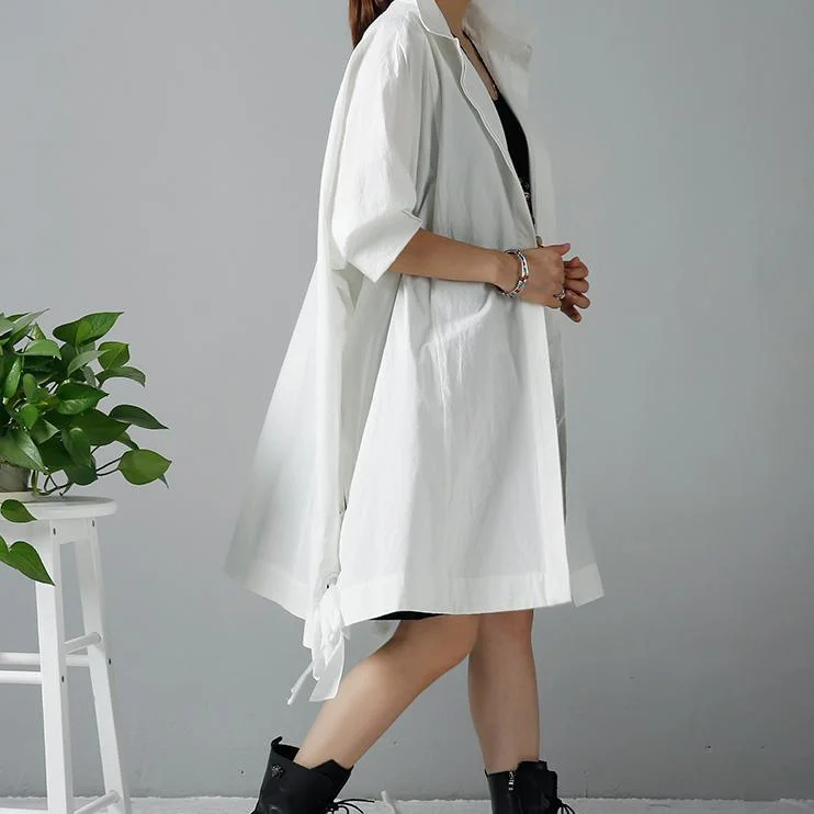 White plus size trench coats oversize wind-breaker