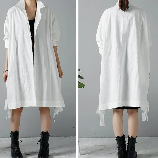 White plus size trench coats oversize wind-breaker