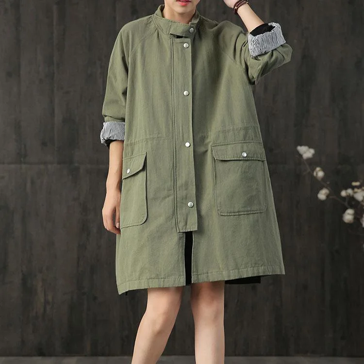 women army green vintage Coats plus size clothing fall trench coats big pockets