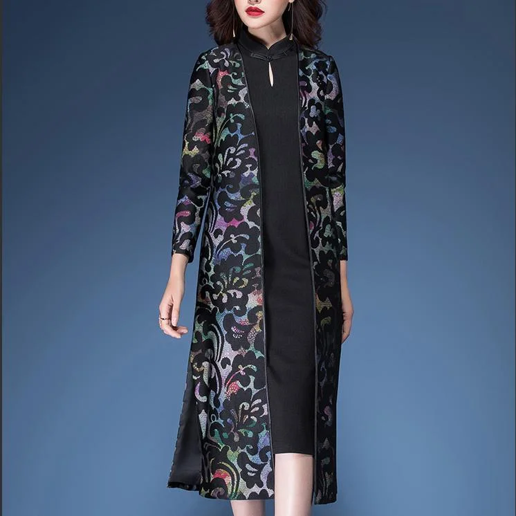 women cotton blended trench coats and red prints fahion mid dress two pieces