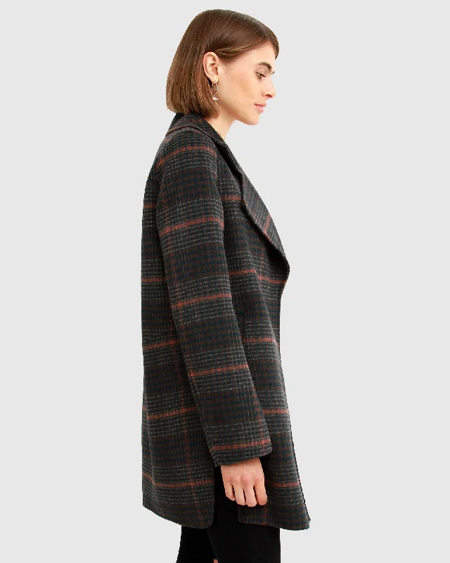 NEW FIT Ex-Boyfriend Wool Blend Oversized Jacket - Brown Plaid