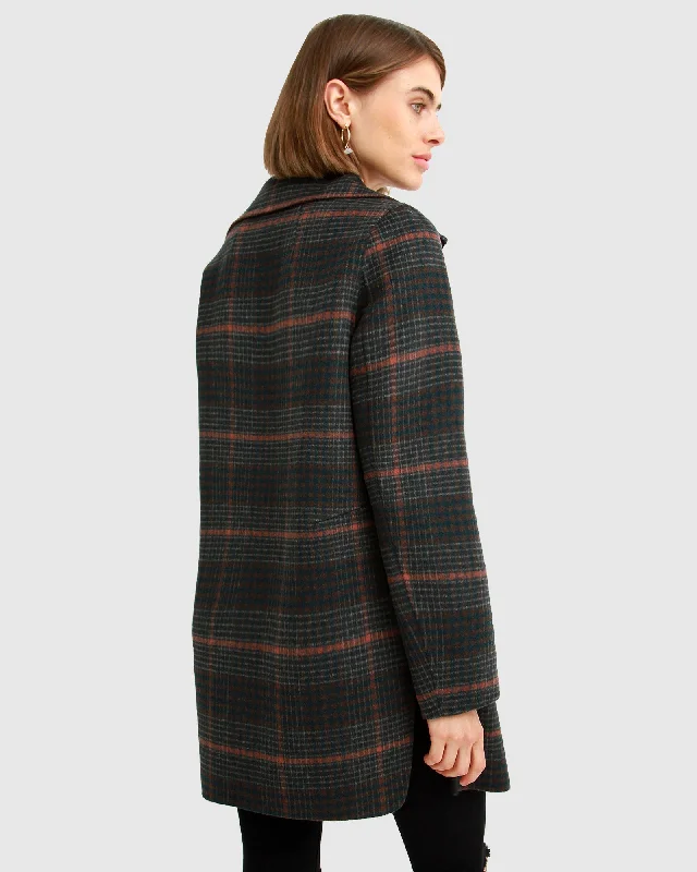 NEW FIT Ex-Boyfriend Wool Blend Oversized Jacket - Brown Plaid