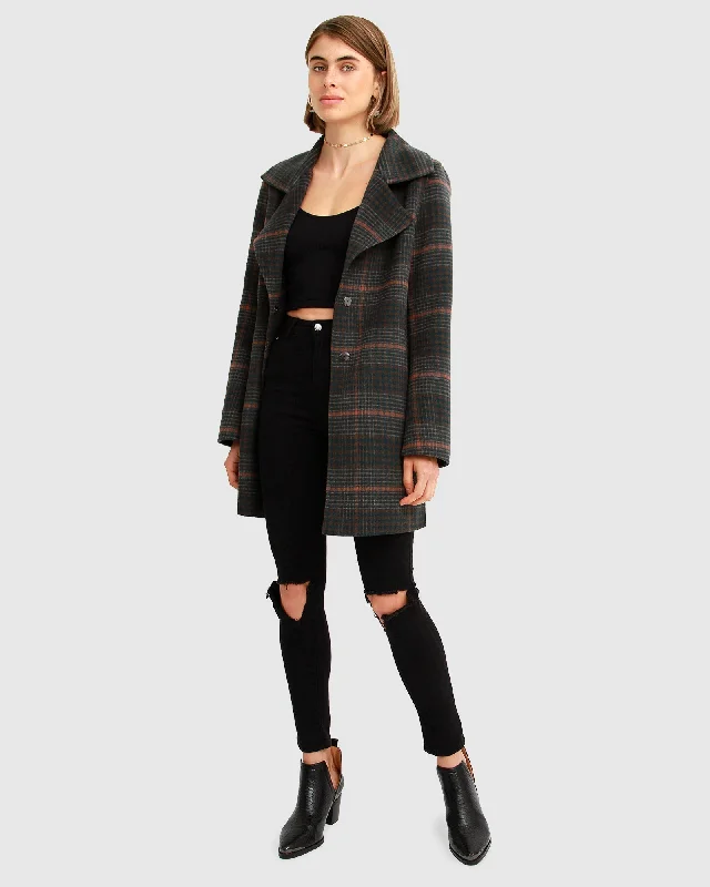 NEW FIT Ex-Boyfriend Wool Blend Oversized Jacket - Brown Plaid