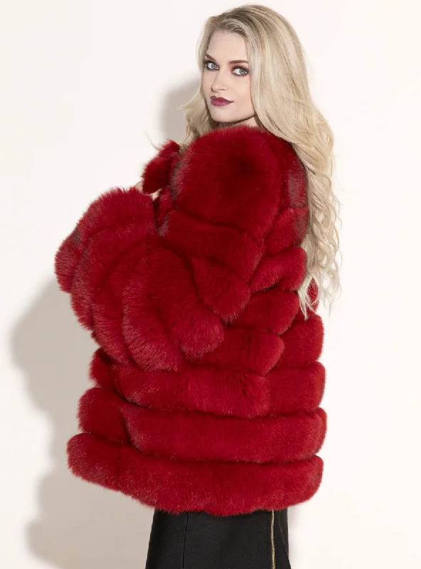 Fox Fur Jacket with Horizontal Pattern