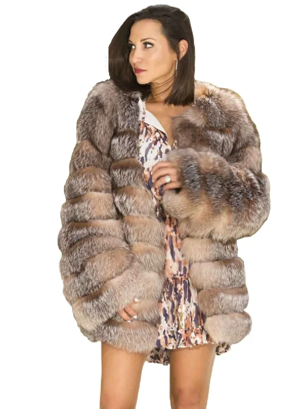 Fox Fur Jacket with Horizontal Pattern