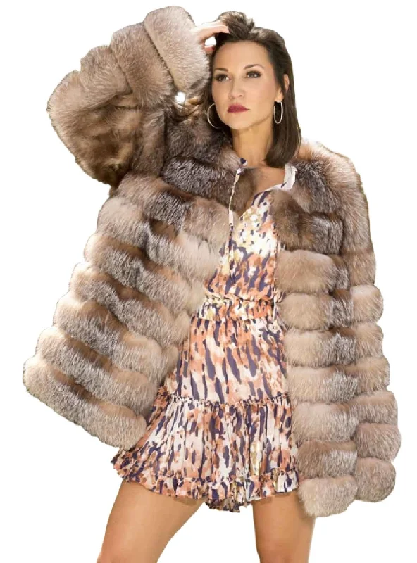 Fox Fur Jacket with Horizontal Pattern