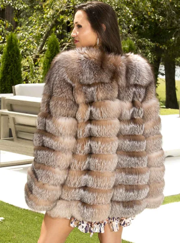 Fox Fur Jacket with Horizontal Pattern