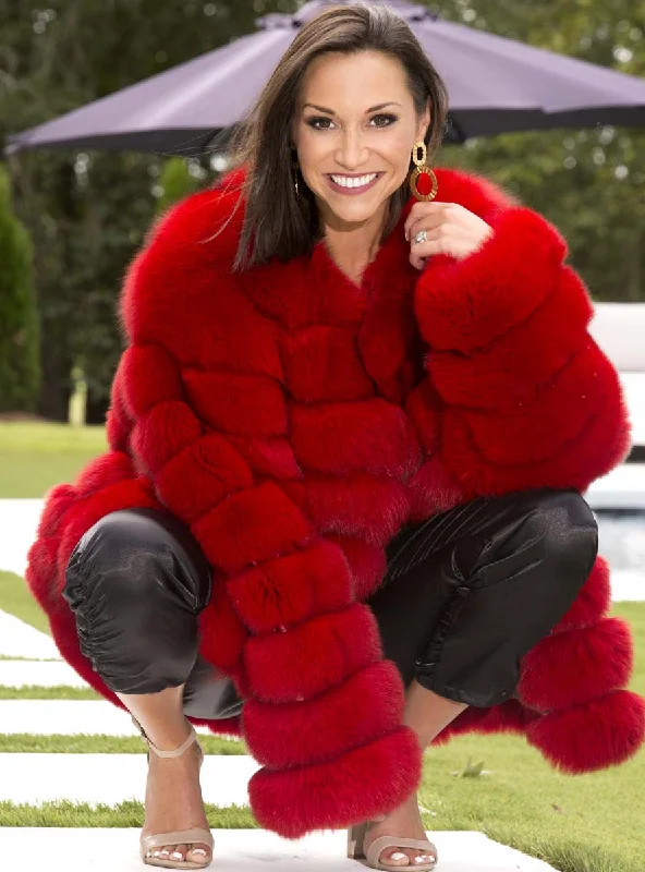 Fox Fur Jacket with Horizontal Pattern