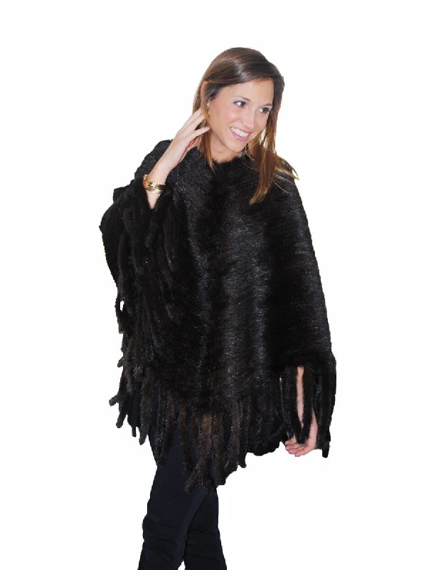 Knitted Mink Fur Poncho