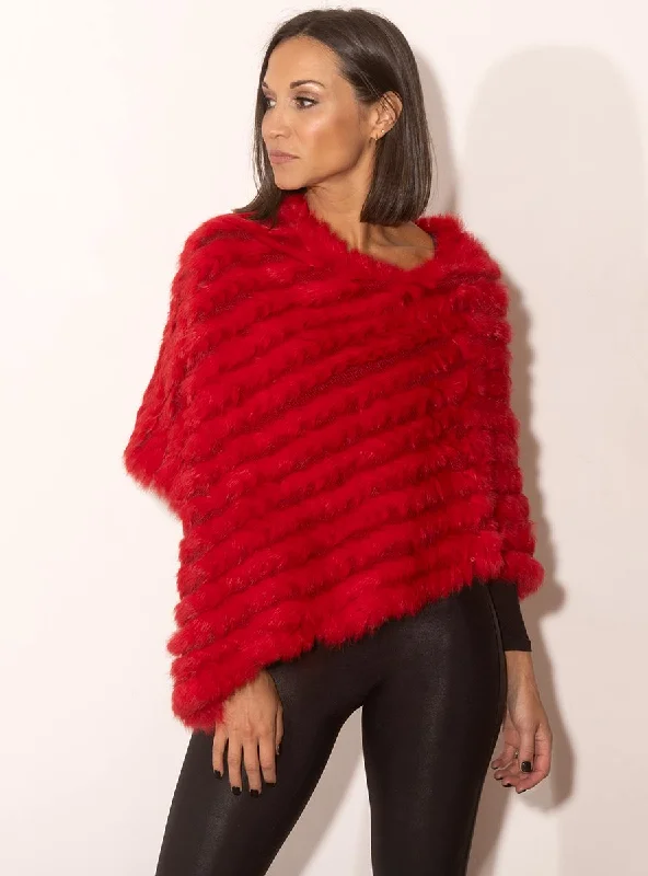 Knitted Rabbit Fur Poncho