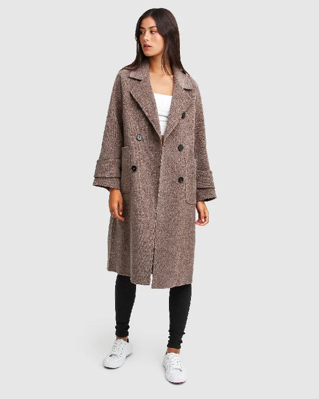 Rumour Has It Oversized Wool Blend Coat - Walnut