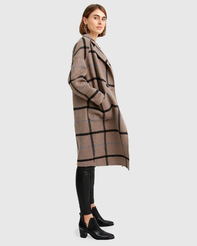 Publisher Double-Breasted Wool Blend Coat - Oat Plaid