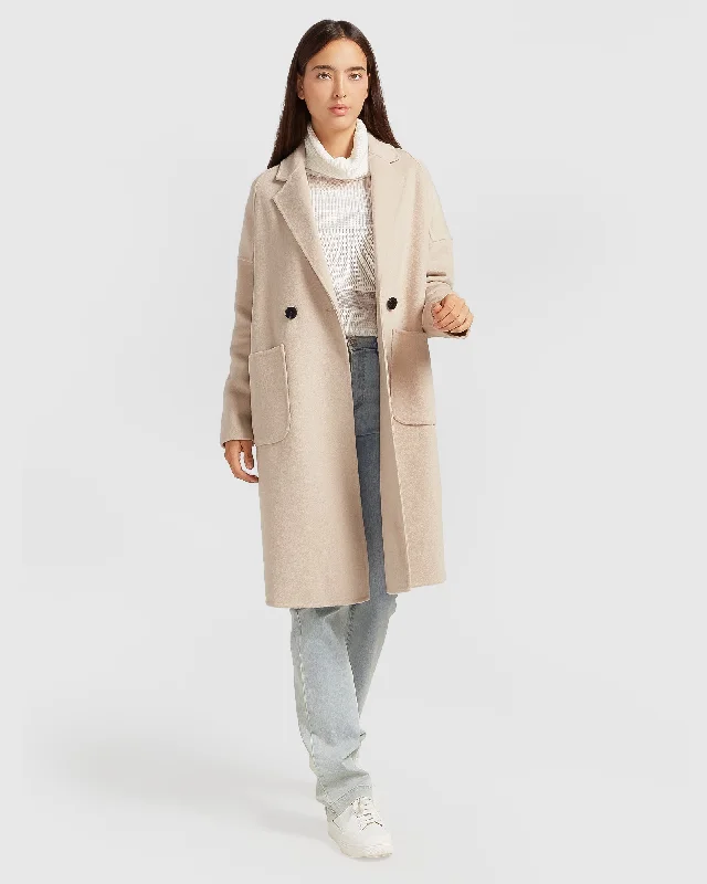 Publisher Double-Breasted Wool Blend Coat - Sand