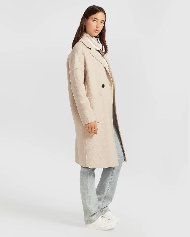 Publisher Double-Breasted Wool Blend Coat - Sand