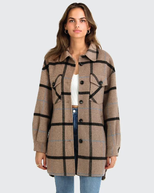 River’s Edge Plaid Shacket - Oat Plaid