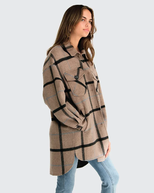 River’s Edge Plaid Shacket - Oat Plaid